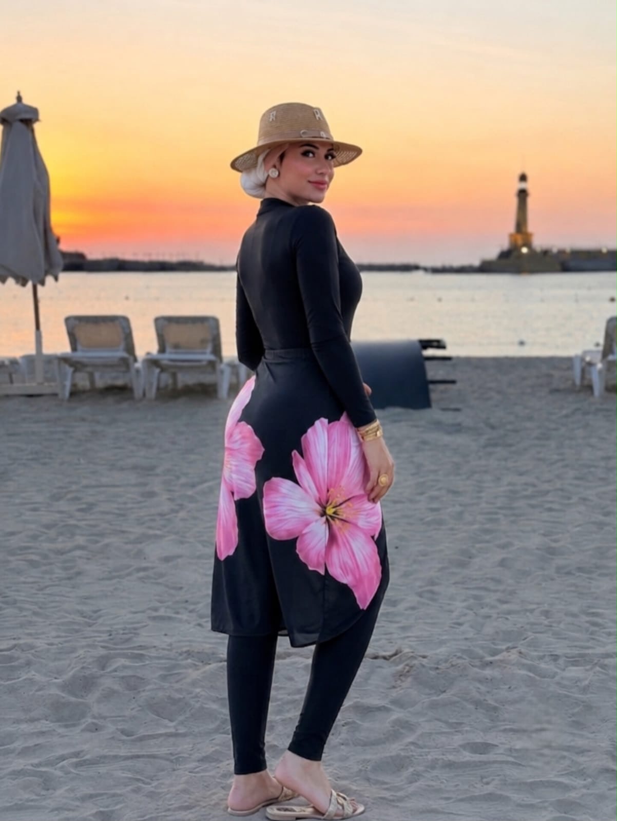Burkini Combinaison "Flora" Style – 2 Pièces Rose - Image 3