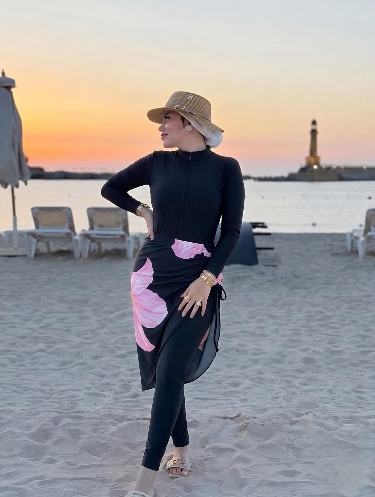 Burkini Combinaison "Flora" Style – 2 Pièces Rose - Image 2
