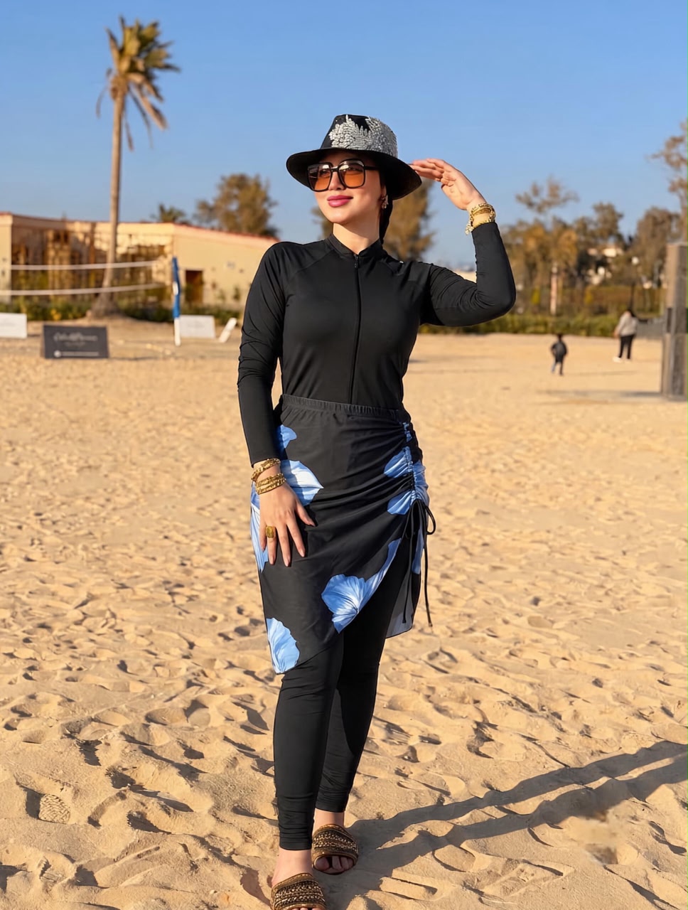 Burkini Combinaison "Flora" Style – 2 Pièces Bleu - Image 4