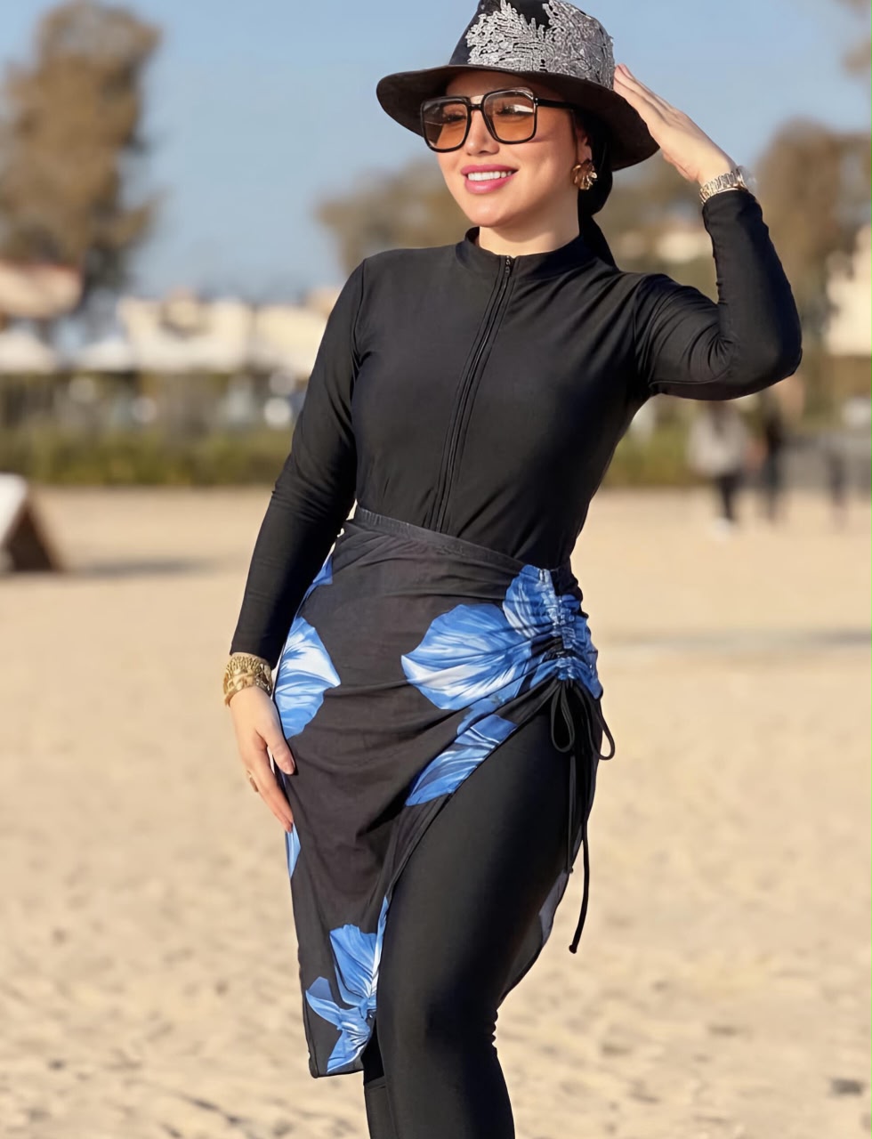 Burkini Combinaison "Flora" Style – 2 Pièces Bleu