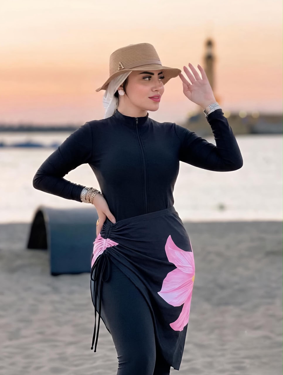 Burkini Combinaison "Flora" Style – 2 Pièces Rose