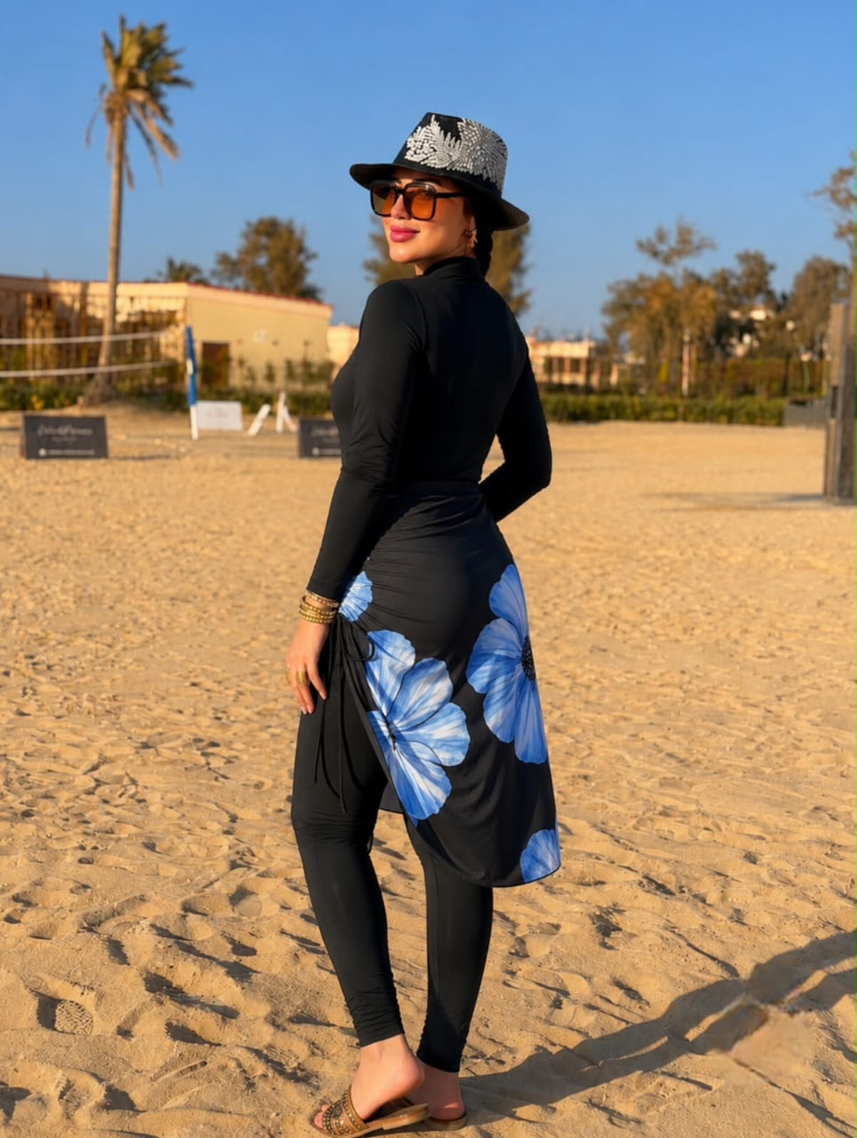 Burkini Combinaison "Flora" Style – 2 Pièces Bleu - Image 3